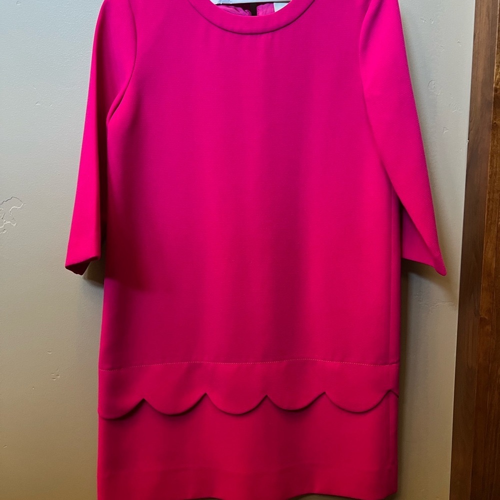Kate Spade pink women’s shift dress size 0 Scallop detail, 3/4 sleeves